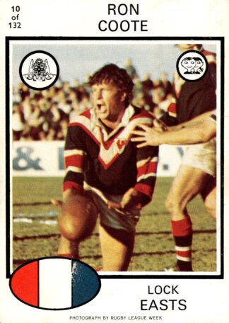 1975 Scanlens Common Card - Base 010 Ron Coote Eastern Suburbs Roosters