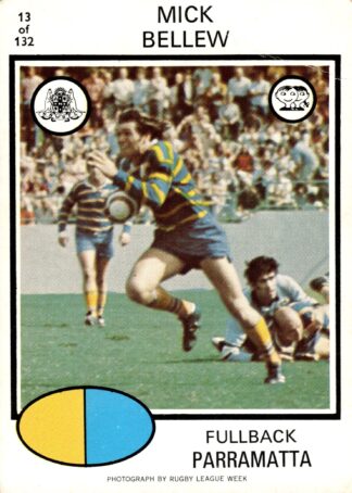1975 Scanlens Common Card - Base 013 Mick Bellew Parramatta Eels