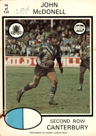 1975 Scanlens Brown Back Card - Base 016 John McDonell Canterbury Berries