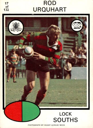 1975 Scanlens Common Card - Base 017 Rod Urquhart South Sydney Rabbitohs