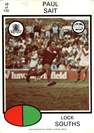 1975 Scanlens Brown Back Card - Base 020 Paul Sait South Sydney Rabbitohs