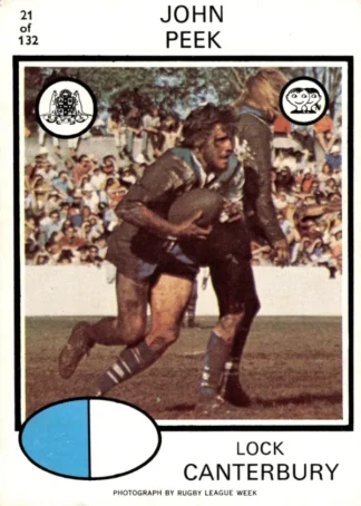 1975 Scanlens Brown Back Card - Base 021 John Peek Canterbury Berries