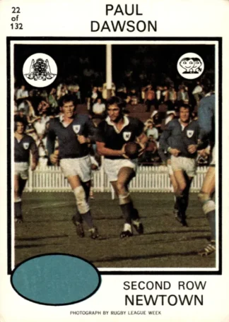 1975 Scanlens Brown Back Card - Base 022 Paul Dawson Newtown Jets