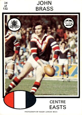 1975 Scanlens Common Card - Base 024 John Brass Eastern Suburbs Roosters