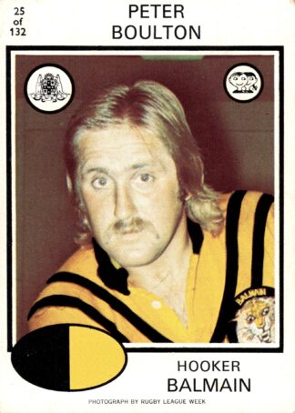 1975 Scanlens Common Card - Base 025 Peter Boulton Balmain Tigers