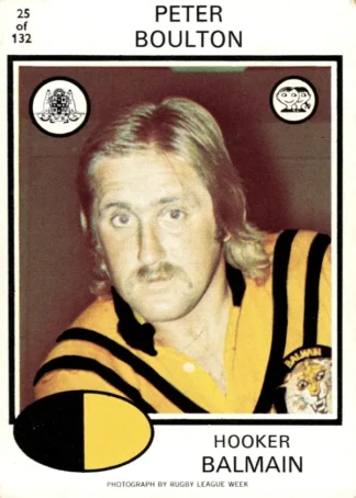 1975 Scanlens Brown Back Card - Base 025 Peter Boulton Balmain Tigers
