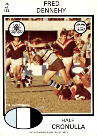 1975 Scanlens Common Card - Base 026 Fred Dennehy Cronulla Sharks