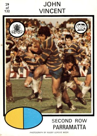 1975 Scanlens Common Card - Base 029 John Vincent Parramatta Eels