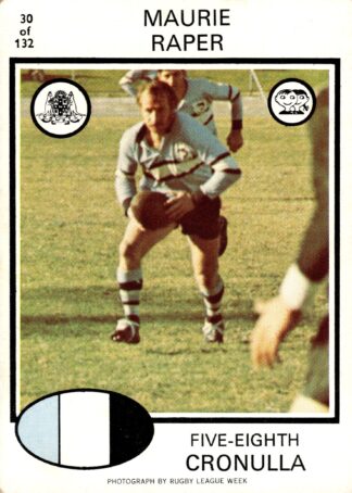 1975 Scanlens Common Card - Base 030 Maurie Raper Cronulla Sharks