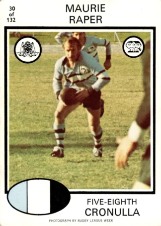 1975 Scanlens Brown Back Card - Base 030 Maurie Raper Cronulla Sharks