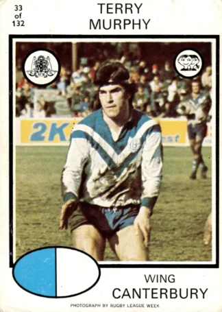 1975 Scanlens Brown Back Card - Base 033 Terry Murphy Canterbury Berries