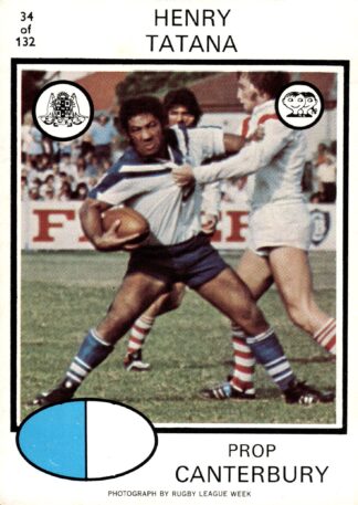 1975 Scanlens Common Card - Base 034 Henry Tatana Canterbury Berries