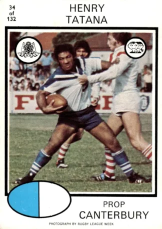 1975 Scanlens Brown Back Card - Base 034 Henry Tatana Canterbury Berries
