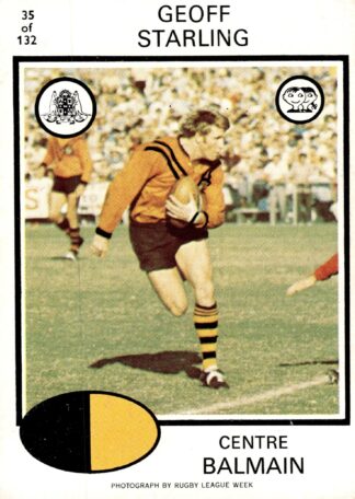 1975 Scanlens Common Card - Base 035 Geoff Starling Balmain Tigers