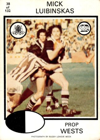1975 Scanlens Common Card - Base 038 Mick Luibinskas Western Suburbs Magpies