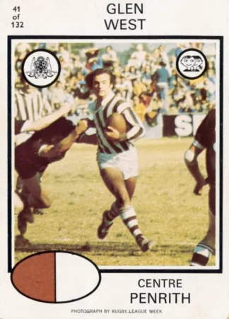 1975 Scanlens Brown Back Card - Base 041 Glen West Penrith Panthers