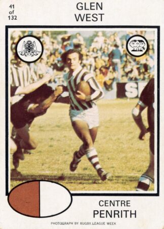 1975 Scanlens Common Card - Base 041 Glen West Penrith Panthers
