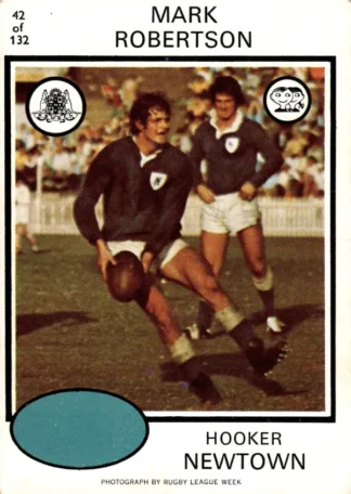 1975 Scanlens Brown Back Card - Base 042 Mark Robertson Newtown Jets