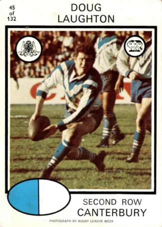 1975 Scanlens Brown Back Card - Base 045 Doug Laughton Canterbury Berries