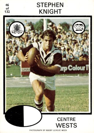 1975 Scanlens Common Card - Base 046 Stephen Knight Western Suburbs Magpies