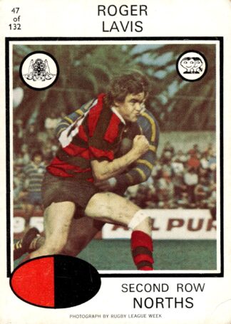 1975 Scanlens Common Card - Base 047 Roger Lavis North Sydney Bears