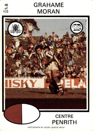 1975 Scanlens Common Card - Base 048 Grahame Moran Penrith Panthers