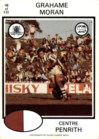 1975 Scanlens Brown Back Card - Base 048 Grahame Moran Penrith Panthers