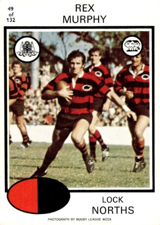 1975 Scanlens Common Card - Base 049 Rex Murphy North Sydney Bears