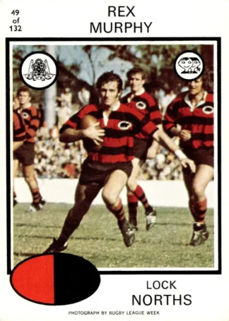 1975 Scanlens Brown Back Card - Base 049 Rex Murphy North Sydney Bears