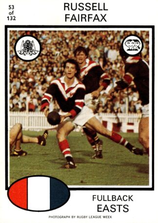1975 Scanlens Common Card - Base 053 Russell Fairfax Eastern Suburbs Roosters