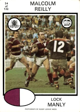 1975 Scanlens Brown Back Card - Base 054 Malcolm Reilly Manly Sea Eagles