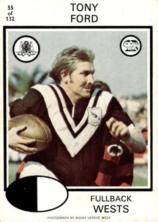 1975 Scanlens Brown Back Card - Base 055 Tony Ford Western Suburbs Magpies