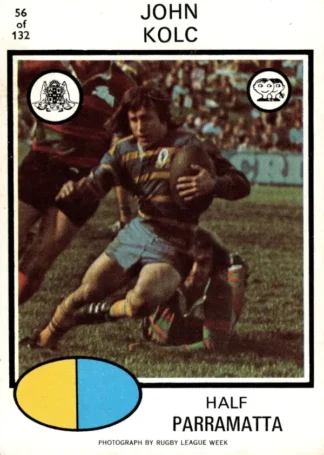 1975 Scanlens Brown Back Card - Base 056 John Kolc Parramatta Eels