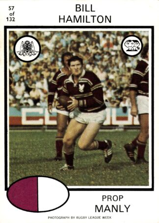 1975 Scanlens Common Card - Base 057 Bill Hamilton Manly Sea Eagles
