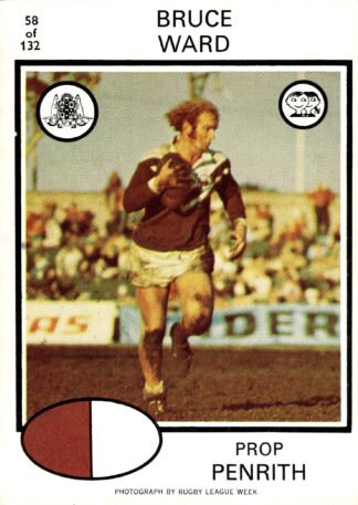 1975 Scanlens Common Card - Base 058 Bruce Ward Penrith Panthers