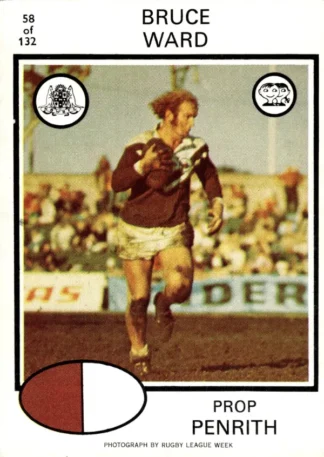 1975 Scanlens Brown Back Card - Base 058 Bruce Ward Penrith Panthers