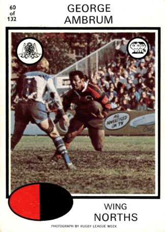 1975 Scanlens Common Card - Base 060 George Ambrum North Sydney Bears