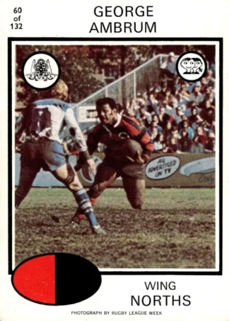 1975 Scanlens Brown Back Card - Base 060 George Ambrum North Sydney Bears