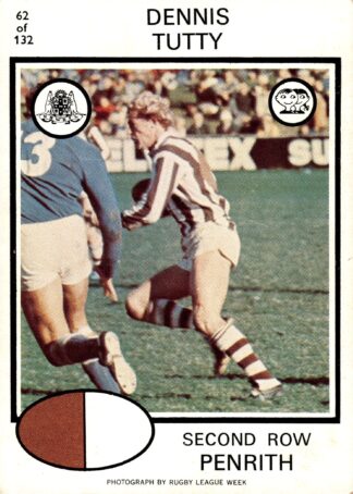 1975 Scanlens Common Card - Base 062 Dennis Tutty Penrith Panthers