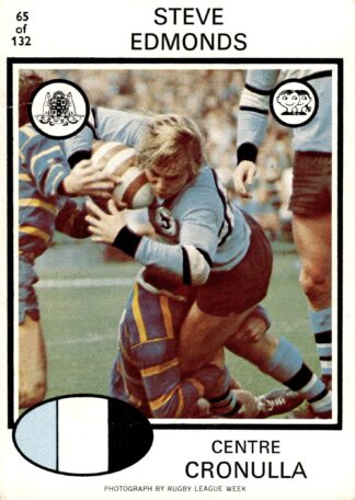 1975 Scanlens Common Card - Base 065 Steve Edmonds Cronulla Sharks