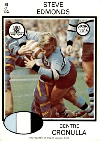 1975 Scanlens Brown Back Card - Base 065 Steve Edmonds Cronulla Sharks