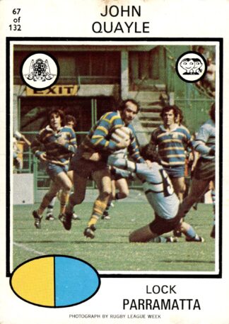 1975 Scanlens Common Card - Base 067 John Quayle Parramatta Eels