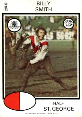 1975 Scanlens Brown Back Card - Base 068 Billy Smith St George Dragons