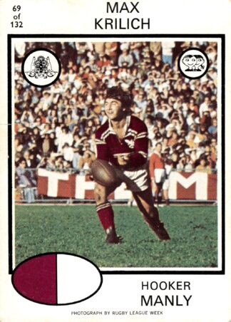 1975 Scanlens Common Card - Base 069 Max Krilich Manly Sea Eagles