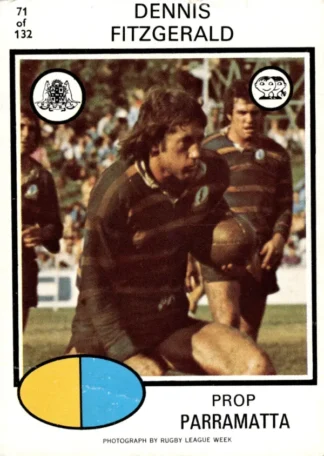 1975 Scanlens Brown Back Card - Base 071 Dennis Fitzgerald Parramatta Eels