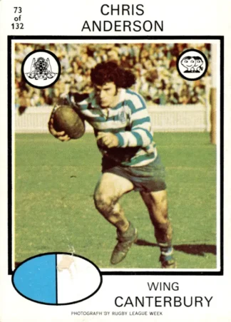 1975 Scanlens Brown Back Card - Base 073 Chris Anderson Canterbury Berries