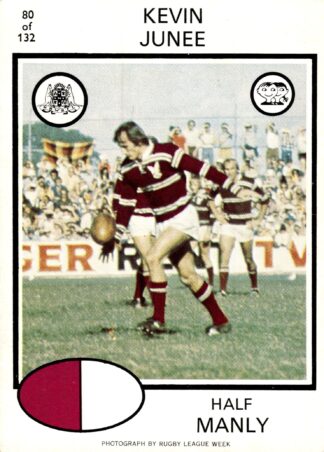 1975 Scanlens Common Card - Base 080 Kevin Junee Manly Sea Eagles