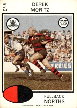 1975 Scanlens Brown Back Card - Base 082 Derek Moritz North Sydney Bears