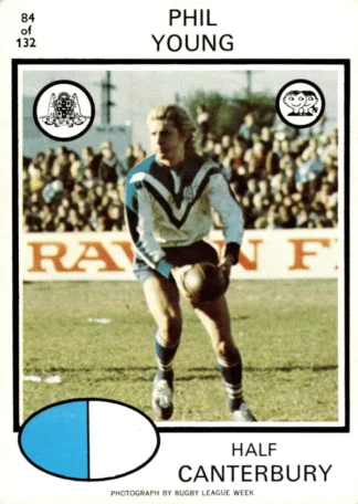 1975 Scanlens Brown Back Card - Base 084 Phil Young Canterbury Berries