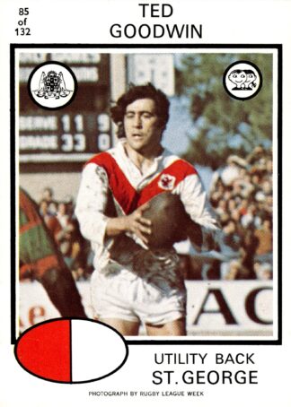 1975 Scanlens Common Card - Base 085 Ted Goodwin St George Dragons